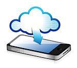 phone with cloud computing symbol on a screen illustration design