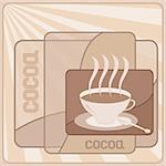 Cocoa cup on the cocoa color backgrounds. Hand drawing vector illustration
