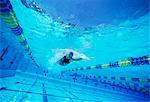 Young female swimmer in competition