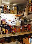 Various foods in a pantry