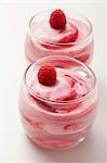 Raspberry cream in a glass