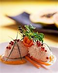 Salmon mousse with red pepper and herbs