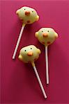 Three cake pops (chicks)