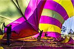 Deflating a hot air balloon near Pokolbin, Hunter Valley, New South Wales, Australia