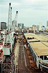 Superstructure cranes next to a warehouse, Durban Harbor