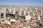 South America, Brazil, Para, Amazon, an aerial shot of the city of Belem in the southern mouth of the Amazon confluence, showing skyscraper apartment blocks and Guajara Bay