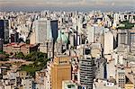 South America, Brazil, Sao Paulo, view of the Palace of Justice, the Metropolitan Cathedral of Sao Paulo and square with the Liberdade neighbourhood behind, as seen from the top of the Banespa Tower