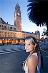 South America, Brazil, Sao Paulo, A model outside Luz railway station,