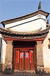 China, Yunnan, Tonghai.  Door of a traditional house in Tonghai.