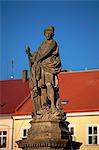 Czech Republic, Bohemia, Hradec Kralove, Jicin. Detail of statue in the main square