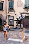 Italy, Lucca. Monument to the famous opera composer, Giacomo Puccini, who was born in Lucca.