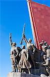 Democratic Peoples Republic of Korea. North Korea, Pyongyang, Military statues at the Mansudae Grand Monument.