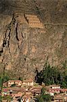 South America, Peru, Cusco, Sacred Valley, Ollantaytambo. Inka wasi houses on the hill above Ollantaytambo village