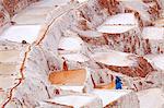 South America, Peru, Cusco, Sacred Valley, Maras. A Quechua woman extracting salt from the Pre Hispanic Inca Maras salt pans, Salinas/Salineras de Maras,