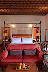 South America, Peru, Cusco, the bed room of the palacio suite in the Orient Express Palacio Nazarenas hotel, housed in a former Spanish convent, with interior decoration by Janna Rapaport , PR,