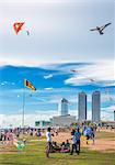 Hundreds of kites fly over Galle Face Green on a Sunday afternoon, Colombo, Sri Lanka