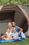 Family camping holiday