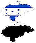 Vector illustration map and flag of Honduras.