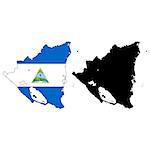 Vector illustration map and flag of Nicaragua.