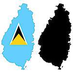 Vector illustration map and flag of Saint Lucia.