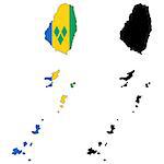 Vector illustration map and flag of Saint Vincent and the Grenadines.
