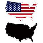 Vector illustration map and flag of United States.