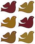 Stylized textured doves collection. illustration