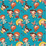 Seamless pattern - small cartoon children