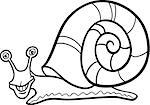 Black and White Cartoon Illustration of Funny Snail Mollusk with Shell for Coloring Book