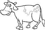 Black and White Cartoon Illustration of Funny Cow Farm Animal for Coloring Book