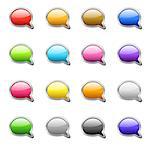 Set of colored buttons in the shapes of  bubble speech
