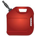 Red plastic canister of gasoline. Vector illustration.