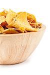 Bowl of crisps against a white background