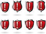 the set vector red shield with exclamation mark