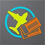 Vector modern icon with airplane and air tickets