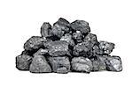 Pile of coal isolated on white background.