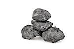 Small pile of coal isolated on white background.