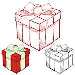 Doodle style holiday or birthday presents vector illustration