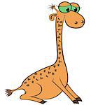 Giraffe isolated on white background. Hand drawing cartoon vector illustration