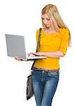 Student girl working laptop