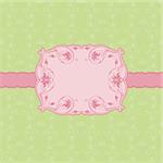 Vector template frame design for greeting card . Background - seamless pattern.