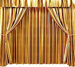 golden theatrical curtain. 3d image.