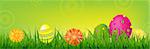 Color Happy Easter Banner With Gradient Mesh, Vector Illustration