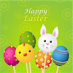 Happy Easter Card With Gradient Mesh, Vector Illustration