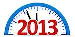 Modern isolated 3d clock on white background represents new year 2013