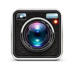 Vector illustration of detailed icon representing cool photo camera with lens