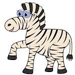 Striped zebra isolated on white background. Hand drawing cartoon vector illustration