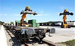 Railway platform with fright trains and containers