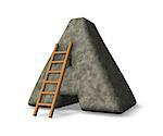 ladder leans on stone letter a - 3d illustration