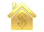 Golden house with a dollar sign in the middle